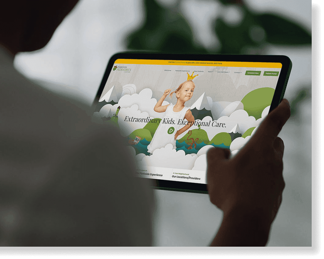 iPad with Parkside Pediatrics Website Design