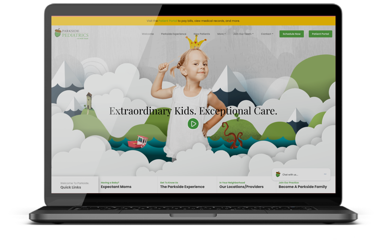 Mockup of Parkside Pediatrics Website